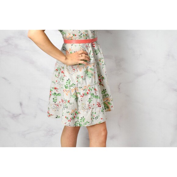 1950s Novelty Print Dress Size Medium 50s Ferns Leaves Print Cotton Day Dress - Picture 6 of 10